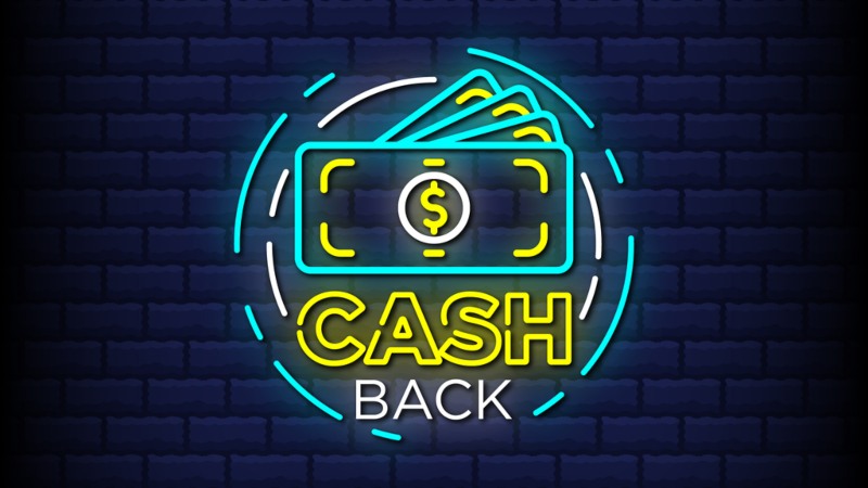 Cash back neon sign style text
